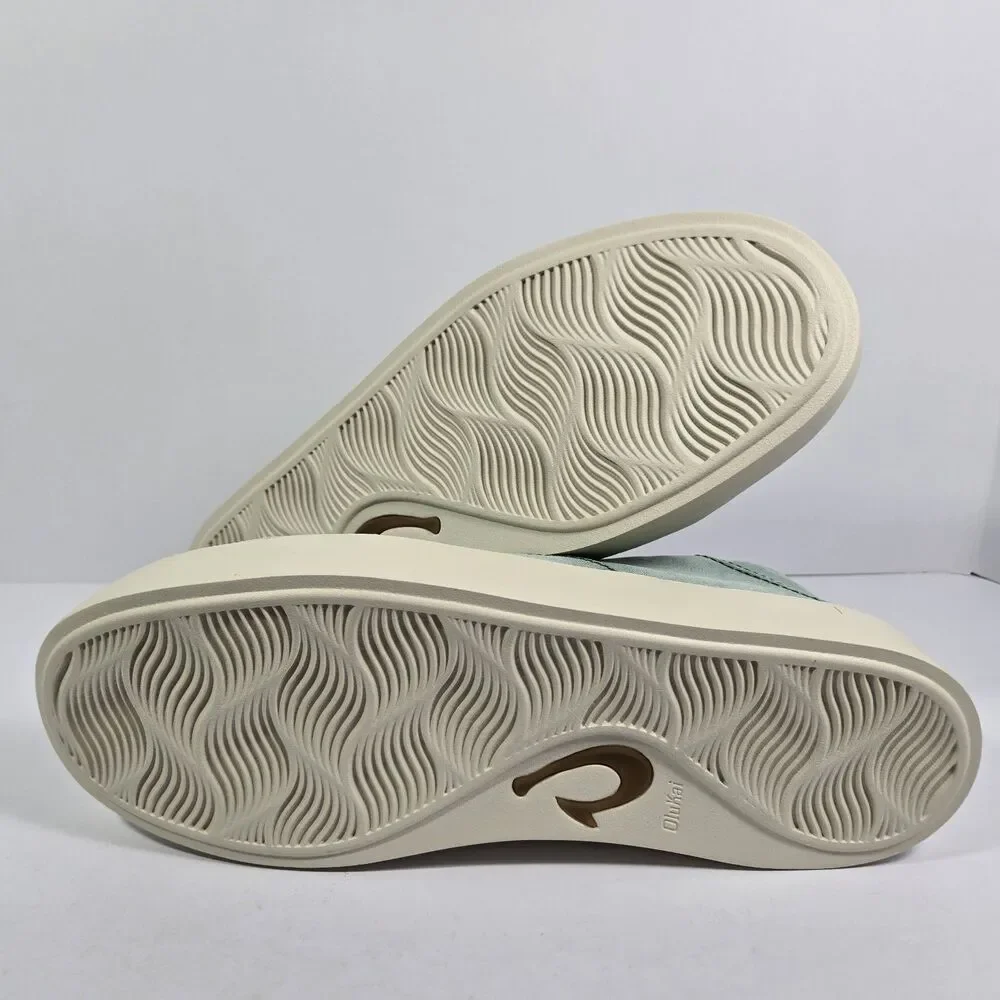 OluKai Tradewind Bamboo Mint Off White Canvas Lace Up Sneakers Shoes Mens 11